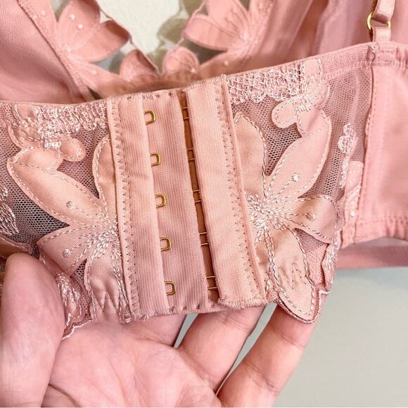 Victoria's Secret Womens Floral Lace V-Neck Adjustable Strap Bralette Pink XL - Picture 10 of 14